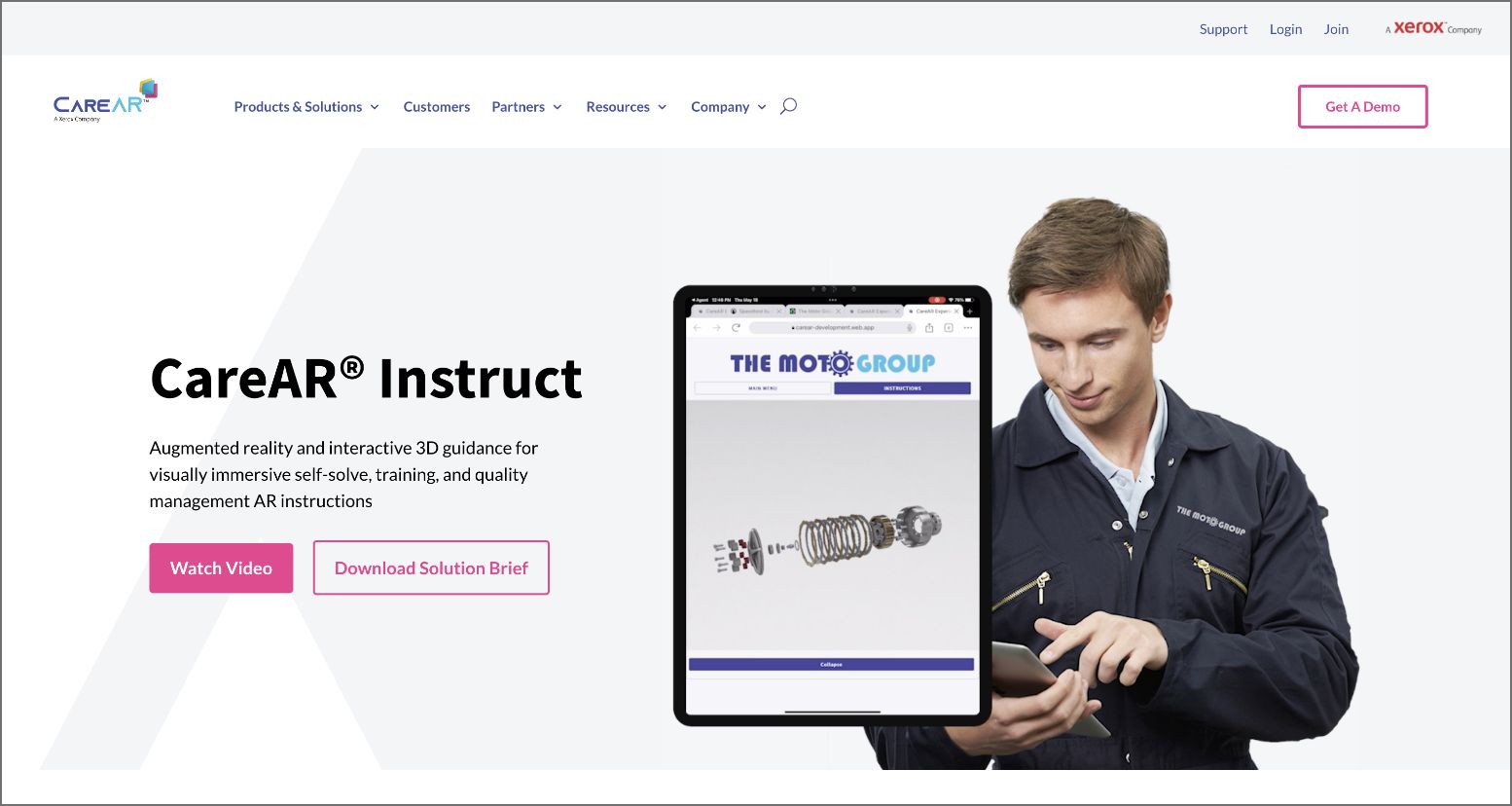 CareAR Instruct webpage web design